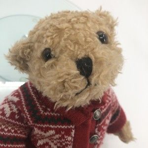 Hollybeary USA Tillie Teddy Bear Beanie Plush Christmas Sweater 10" MISSING HAT